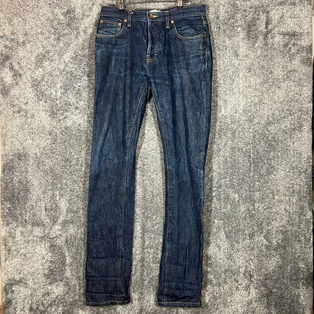 Taylor Stitch Jeans Mens 31x34 Dark Wash Slim Fit Denim Made in USA Button Fly